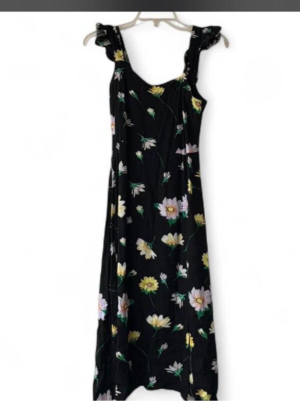 LOFT Black Maxi Dress with Yellow & White Floral Print